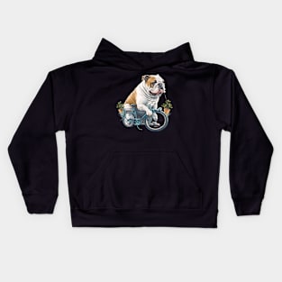 Bulldog Riding A Bicycle Kids Hoodie